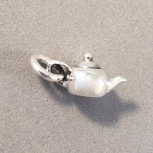 Load image into Gallery viewer, TEAPOT .925 Sterling Silver Small 3-D Charm Pendant Drink Tea Party High Tea Pot Kettle kt59