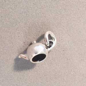 TEAPOT .925 Sterling Silver Small 3-D Charm Pendant Drink Tea Party High Tea Pot Kettle kt59