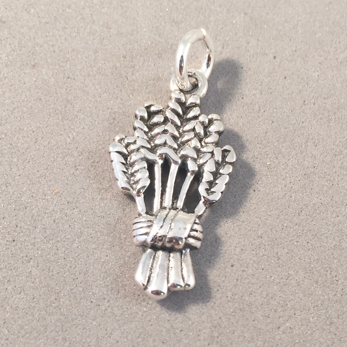 WHEAT BARLEY or RYE .925 Sterling Silver Charm Pendant Grain