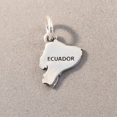 ECUADOR MAP .925 Sterling Silver Charm Pendant Quito Galapagos South America Country Souvenir ct18-ec