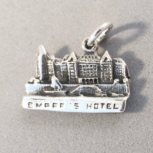 EMPRESS HOTEL .925 Sterling Silver Charm Pendant Victoria BC Canada Travel Places tc12