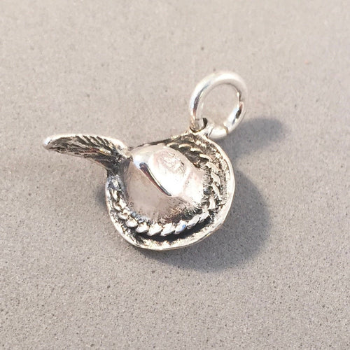 ALPINE HAT .925 Sterling Silver 3-D Charm Pendant Tyrollean Austria Swiss German Oktoberfest Alps Feather ts26