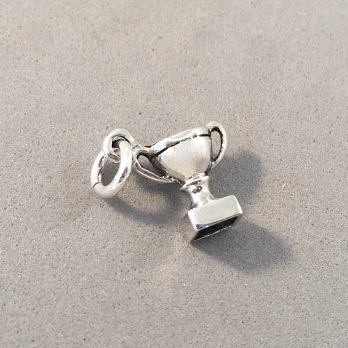 TROPHY .925 Sterling Silver Small 3-D Charm Pendant Winner 1st Place Championship Tournament sp08