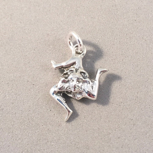 TRINACRIA 3-D .925 Sterling Silver Charm Pendant Sicily Italy Sicilian Symbol Europe Triskelion Souvenir ti32