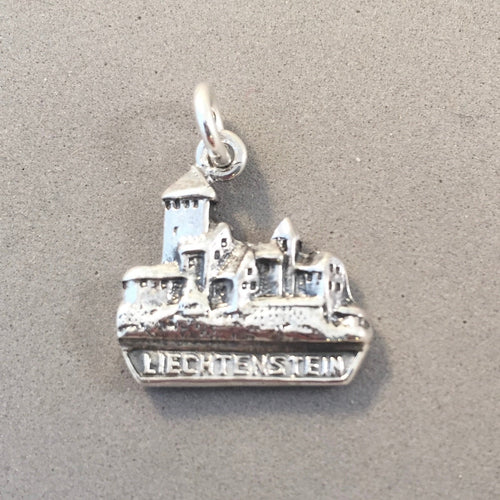 LIECHTENSTEIN CASTLE .925 Sterling Silver Charm Pendant Europe Alps Souvenir TE06