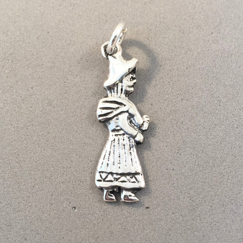 PERUVIAN WOMAN .925 Sterling Silver Charm Pendant Quechua Andean Andes Puno Cusco Peru Travel tm11