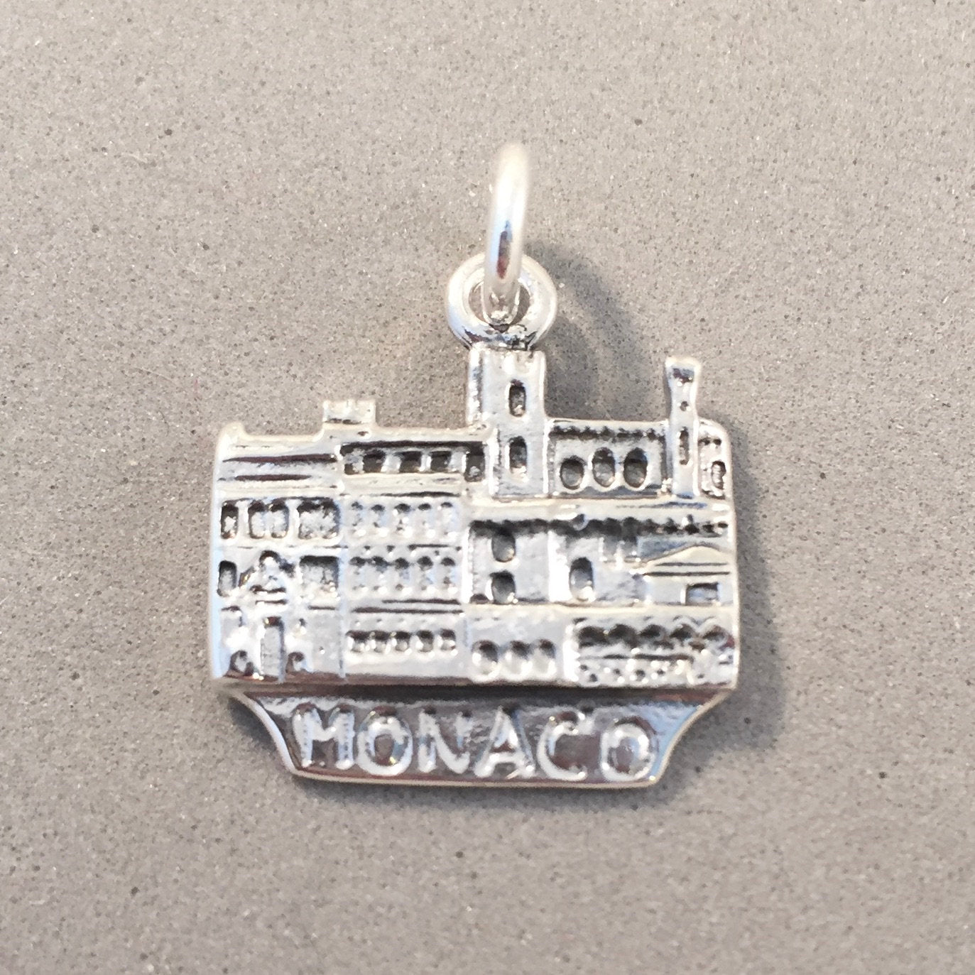 MONACO Double Sided .925 Sterling Silver Charm Pendant