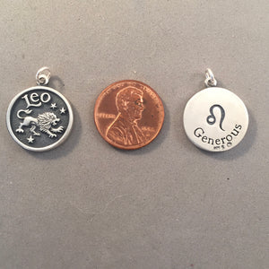 Sale! ASTROLOGY SIGNS .925 Sterling Silver Double Sided Charm Pendant Medallion Zodiac Symbol