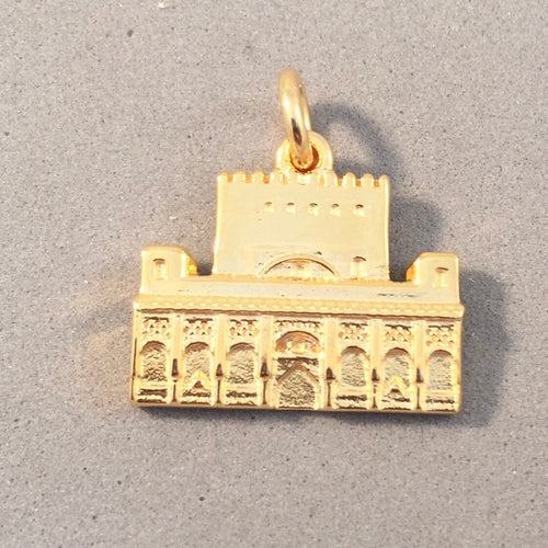 ALHAMBRA Gold Plated .925 Sterling Silver Charm Pendant Granada Andalusia Spain Europe Fortress Landmark Travel Souvenir tp06g