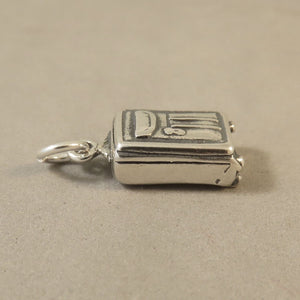 SUITCASE .925 Sterling Silver Charm Pendant Rolling Wheeled Bag Tourist Travel Souvenir hm21