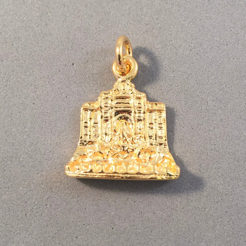 TREVI FOUNTAIN Gold Plated .925 Sterling Silver Charm Pendant Europe Rome Italy Fontana di Trevi Italian Landmark Travel ti18g