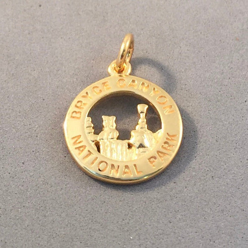 BRYCE CANYON Gold Plated .925 Sterling Silver Charm Pendant National Park Utah Hoodoo Traveling Kings np44g