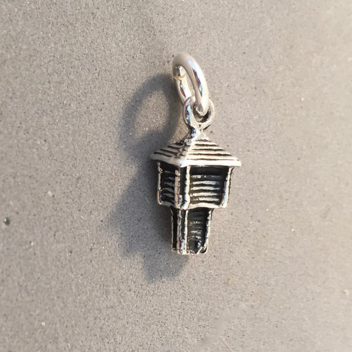 FORT .925 Sterling Silver 3-D Charm Small Pendant Raised Building Military Historic Park Stockade tu35