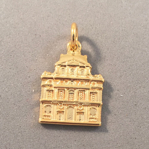LOUVRE PALACE Gold Plated .925 Sterling Silver Charm Pendant Museum Paris France Europe Landmark Monument Travel Souvenir tf07g
