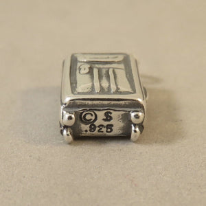 SUITCASE .925 Sterling Silver Charm Pendant Rolling Wheeled Bag Tourist Travel Souvenir hm21