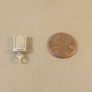 SUITCASE .925 Sterling Silver Charm Pendant Rolling Wheeled Bag Tourist Travel Souvenir hm21