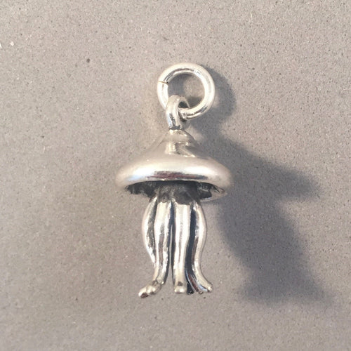 JELLYFISH .925 STERLING SILVER 3-D Charm Pendant Ocean Nautical Creature Sea Life Jelly Fish nt66