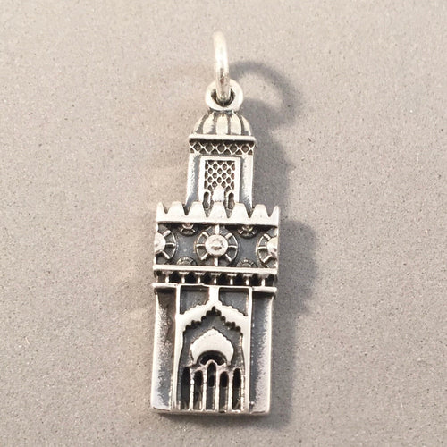 HASSAN II MOSQUE .925 Sterling Silver Charm Pendant Casablanca Morocco Travel Souvenir tz08