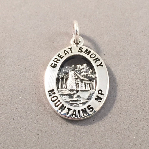 GREAT SMOKY MOUNTAINS Cade's Cove .925 Sterling Silver Charm Pendant National Park North Carolina Tennessee Travel Tourist np57