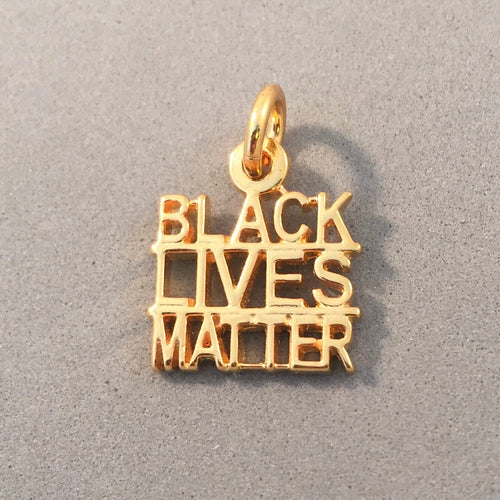 BLACK LIVES MATTER Gold Plated .925 Sterling Silver Charm Pendant Sayings Words blm wr03g