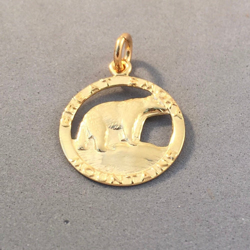 GREAT SMOKY MOUNTAINS Bear Gold Plated Charm .925 Sterling Silver National Park North Carolina Tennessee Mountains Travel Pendant pm33g