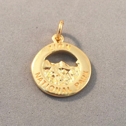 ZION National Park Gold Plated .925 Sterling Silver Charm Pendant Utah Virgin River Zion Canyon np43g