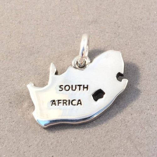 SOUTH AFRICA MAP .925 Sterling Silver Charm Pendant Johannesburg Cape Town Country Souvenir ct18-sa