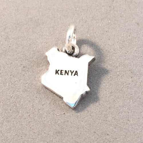 KENYA MAP .925 Sterling Silver Charm Pendant Africa Country Nairobi mombasa Lamu Safari Souvenir ct18-ke