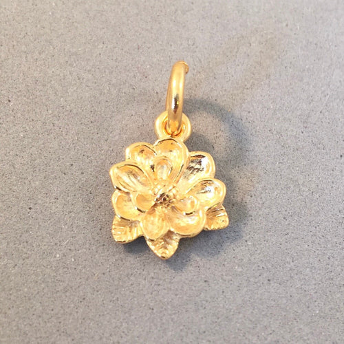 MAGNOLIA FLOWER Gold Plated .925 Sterling silver 3-D Charm Pendant Tree Blossom Garden Waterlily Mississippi Spring ga56g