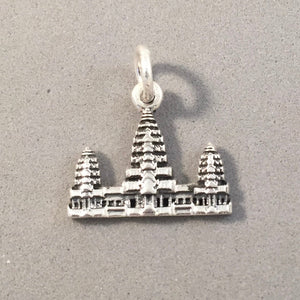 ANGKOR WAT Temple Close-up .925 Sterling Silver Charm Pendant Cambodia Siem Reap Southeast Asia  ta30