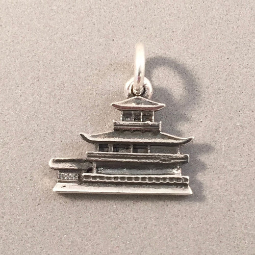 KINKAKU-JI .925 Sterling Silver Charm Pendant Rokuon-ji Kyoto Japan Zen Buddhist Golden Temple Asia Travel Souvenir ta12
