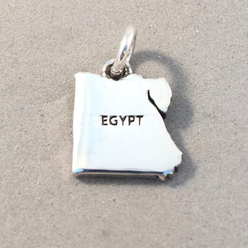 EGYPT MAP .925 Sterling Silver Charm Pendant Africa Country Cairo Pyramids Giza Luxor Alexandria Souvenir ct18-eg