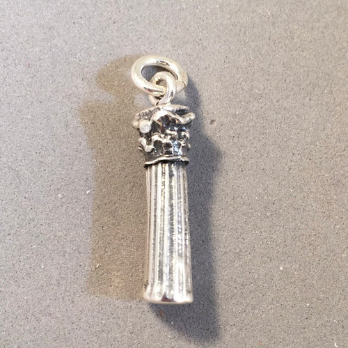 CORINTHIAN COLUMN .925 Sterling Silver 3-D Charm Pendant Roman Rome Italy Greece Greek Ancient Ruins ti31
