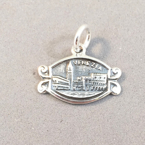 PIAZZA SAN MARCO .925 Sterling Silver Charm Pendant Italy Europe Doge's Palace Venezia Venice St Mark's Square Souvenir ti48