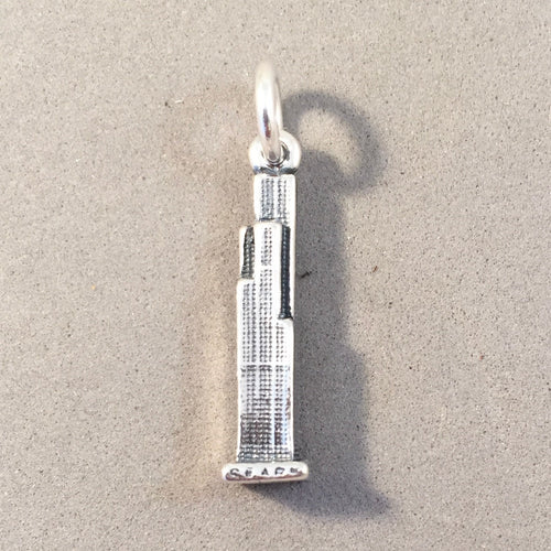 SEARS TOWER .925 Sterling Silver Charm Pendant Illinois Willis Building Tourist Travel Souvenir tu50