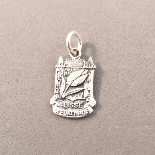 LISSE KEUKENHOF .925 Sterling Silver Charm Pendant Tulip Garden Holland Netherlands Europe Souvenir td06
