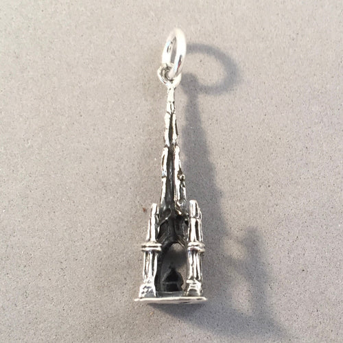 SCOTT MONUMENT .925 Sterling Silver 3-D Charm Pendant Edinburgh Scotland Souvenir Sir Walter UK TB28