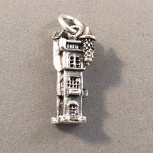 Load image into Gallery viewer, CASTLE TOWER .925 Sterling Silver 3-D Charm Pendant Scotland Ireland England UK Turret Souvenir tb34