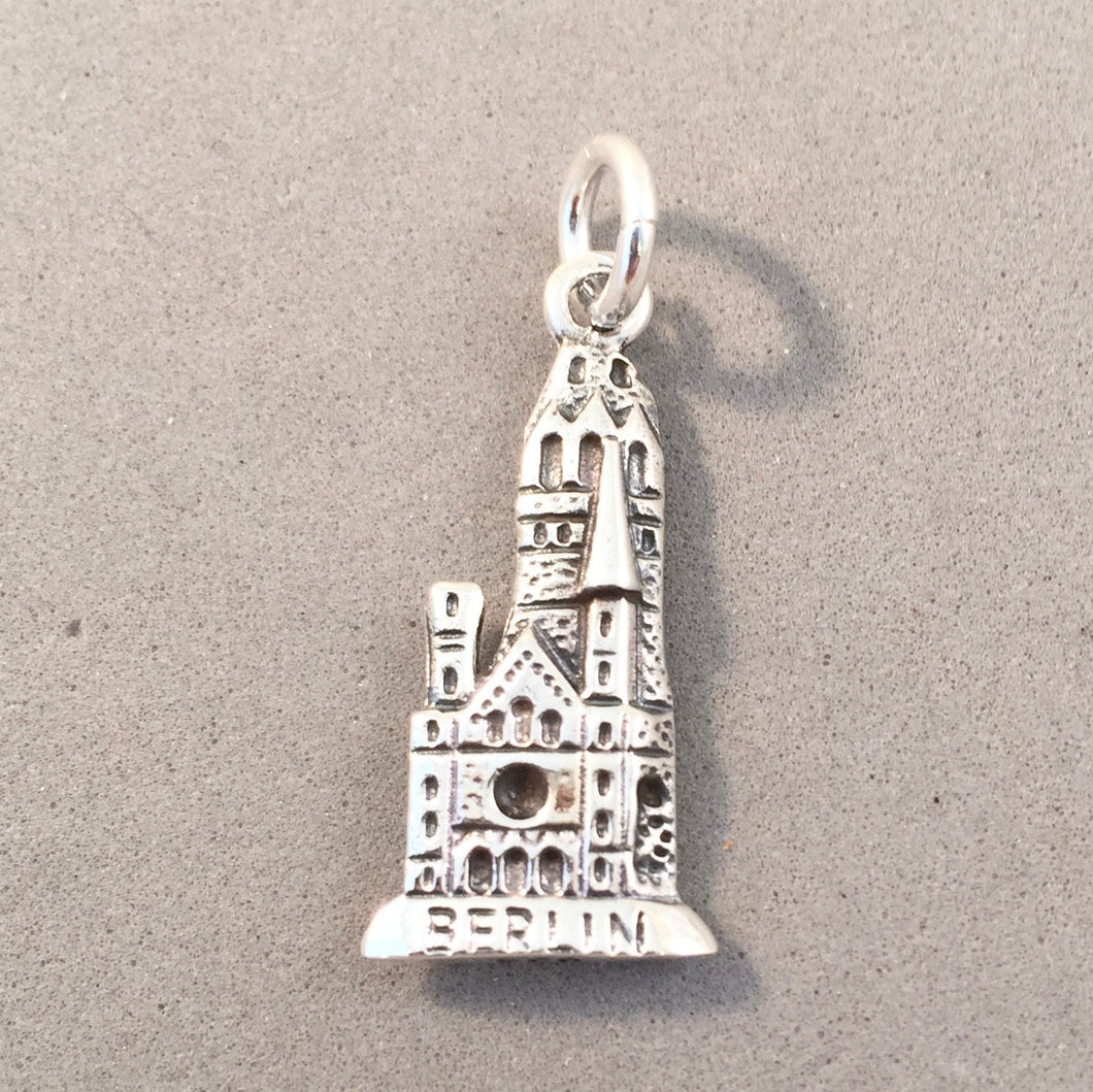 KAISER WILHELM Memorial Church  .925 Sterling Silver Charm Pendant Europe Germany Berlin Souvenir tg20