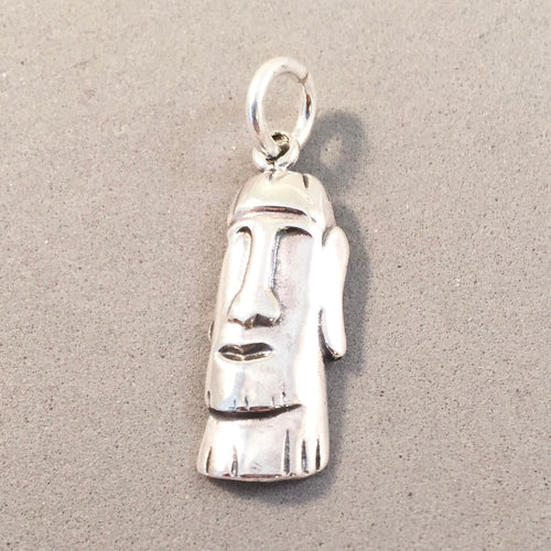 MOAI .925 Sterling Silver Charm Pendant Easter Island Statue Mo'ai Chile Souvenir tm06