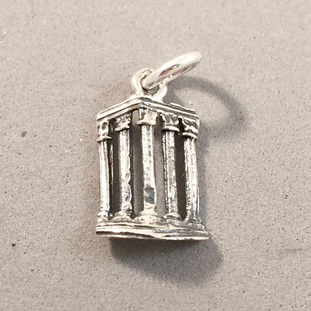 CORINTH RUINS .925 Sterling Silver 3-D Charm Pendant Columns Athens Greece Greek Roman Rome Athens tk06