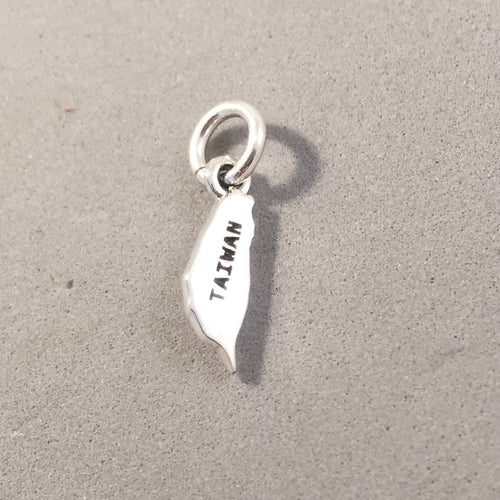 TAIWAN MAP .925 Sterling Silver Small Charm Pendant Country Taipei Koasiung Asia Souvenir ct18-tw