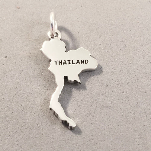 THAILAND MAP .925 Sterling Silver Charm Pendant Country Bangkok Chiang Mia Phuket Asia Souvenir ct18-TH