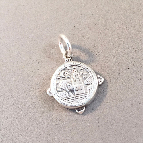 SPANISH TAMBOURINE  .925 Sterling Silver 3-D Charm Pendant Spain Spanish Flamenco Music Dance Souvenir Travel tp11