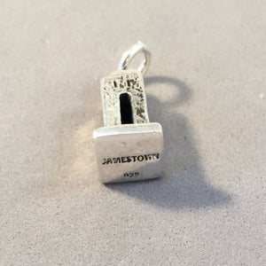 JAMESTOWN Old Church Tower .925 Sterling Silver 3-D Charm Pendant Historic Virginia Travel Souvenir tu49