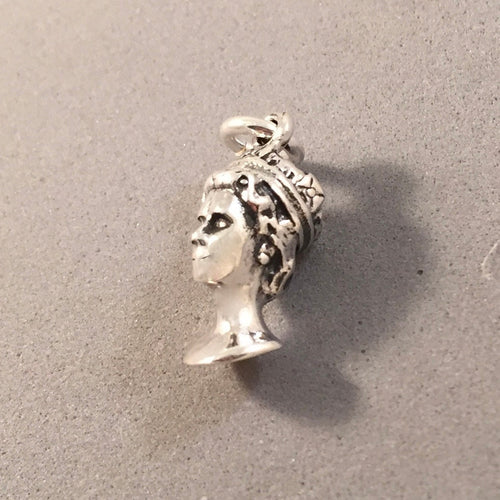 QUEEN ELIZABETH .925 Sterling Silver 3-D Charm Pendant UK Royal Crown England British Souvenir TB27
