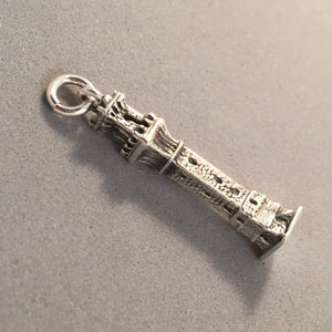 PILGRIM MONUMENT .925 Sterling Silver Charm Pendant Provincetown Massachusetts Cape Cod Tower Souvenir Tourist tu44