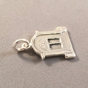 FRONT DOOR .925 Sterling Silver Small Charm Pendant Brownstone Apartment Building Porch Stairs House Home Real Estate hm05