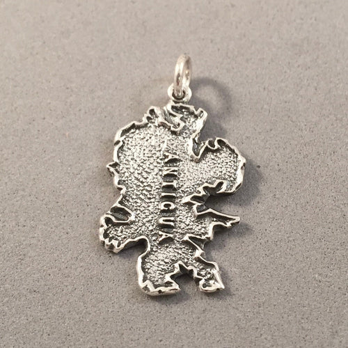 ANTIGUA .925 Sterling Silver Map Charm Pendant Outline Shape Caribbean Leeward Islands Tourist Travel tr06