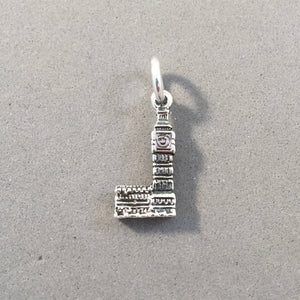 BIG BEN at Westminster Palace .925 Sterling Silver Small 3-D Charm Pendant Clock Tower London UK England tb38